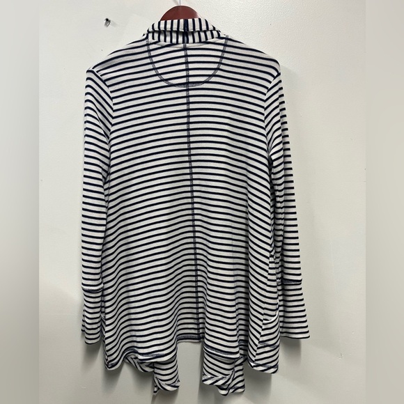 Tommy Hilfiger Nautical Slub Knit Thermal Open Wrap Cardigan Navy/White Stripes - Picture 4 of 9